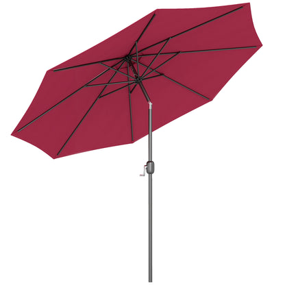 3(m) Tilting Parasol Garden Umbrellas, Outdoor Sun Shade with 8 Ribs, Tilt and Crank Handle for Balcony, Bench, Garden