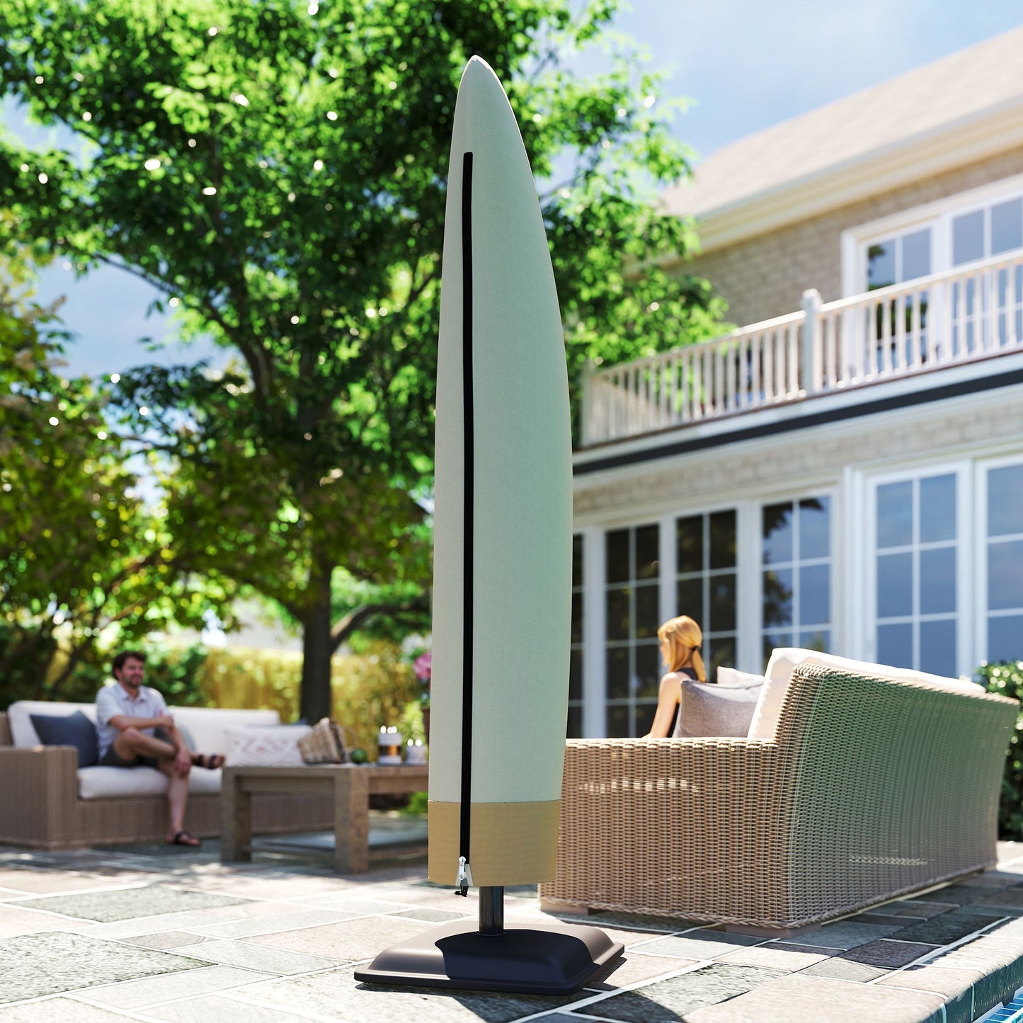 Parasol Cover, 300D Oxford Cantilever Umbrella Cover Fit for 2-4m Parasol