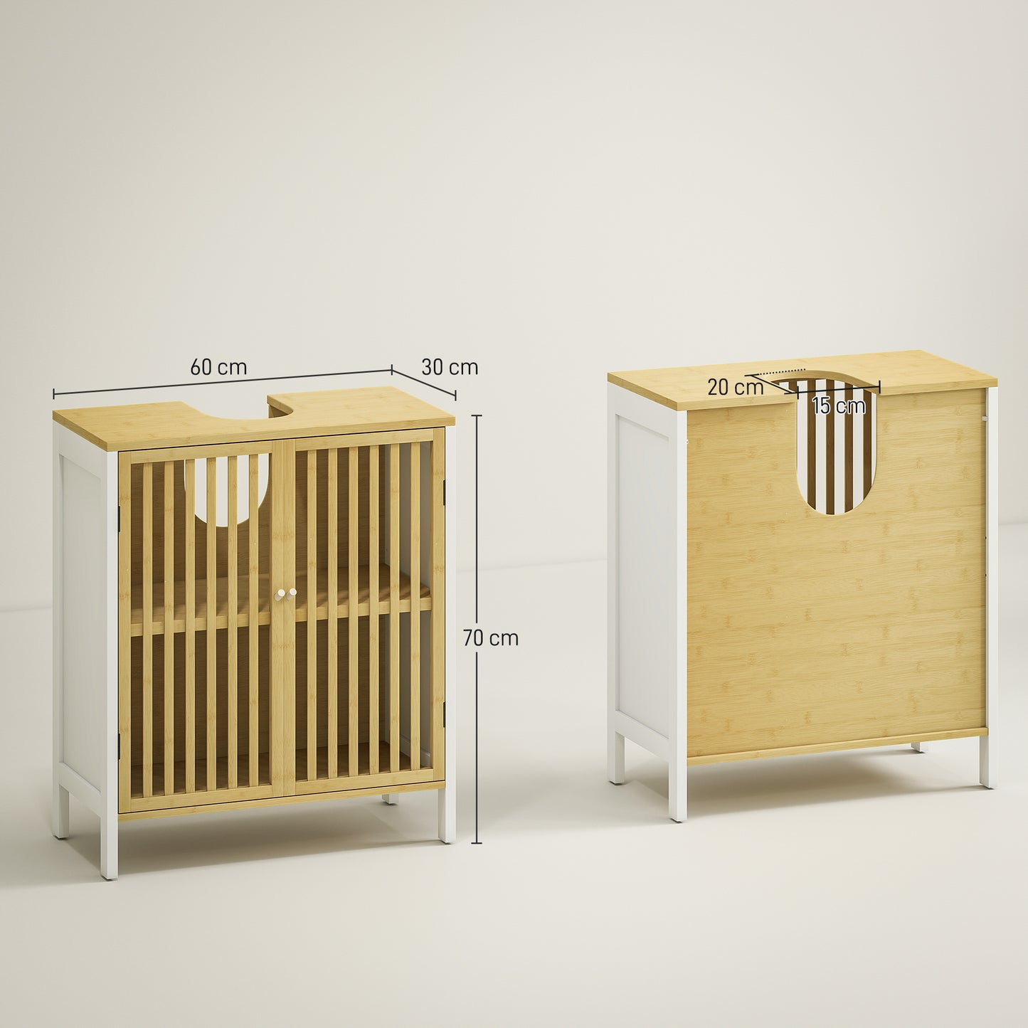 Bamboo-Blend Retro Cut-Out Under Sink Cabinet