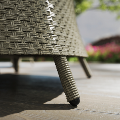 4 Seater Rattan Garden Furniture Set with Cushions, Round PE Rattan Dining Set with Glass-Top Table, Umbrella Hole
