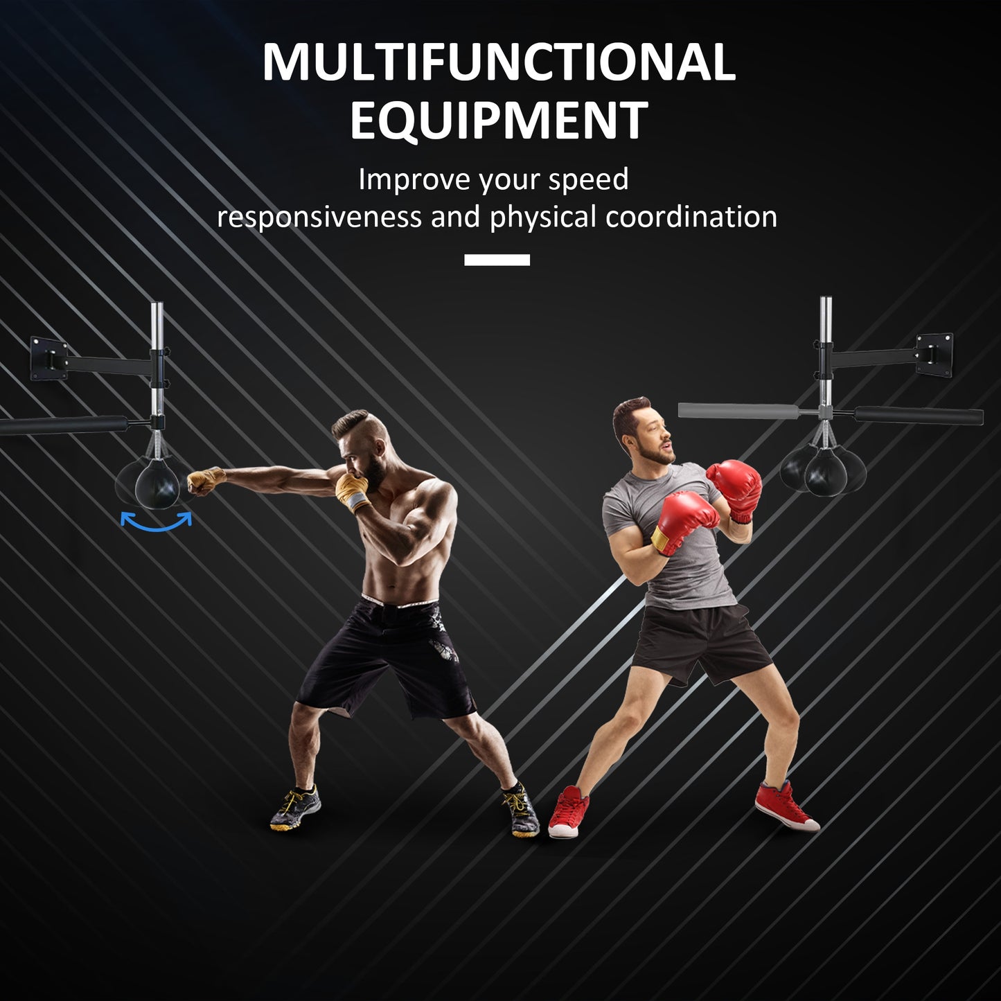 Wall Mount Fast-Reflexes Speed Bag Boxing, Height Adjustable Punching Bag, MMA
