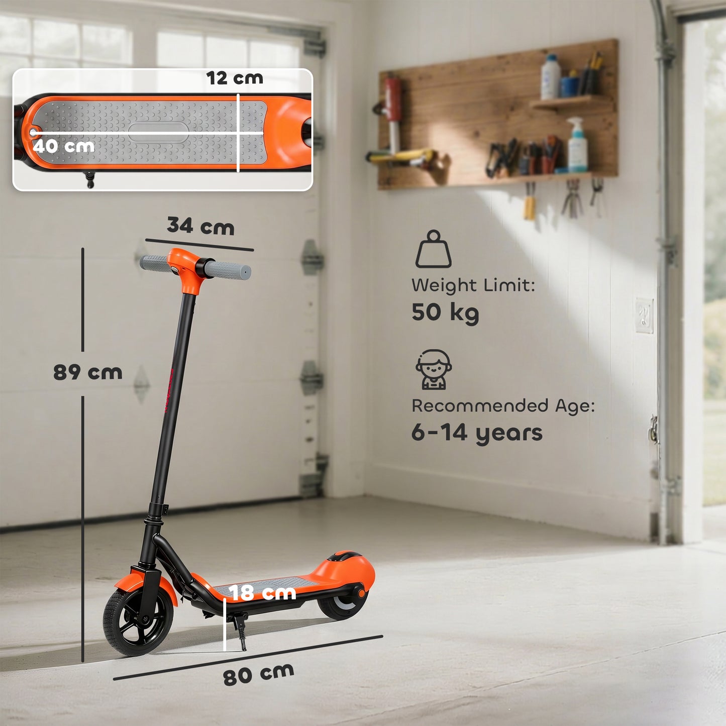 Electric Scooter for Kids, with LED Display, Green