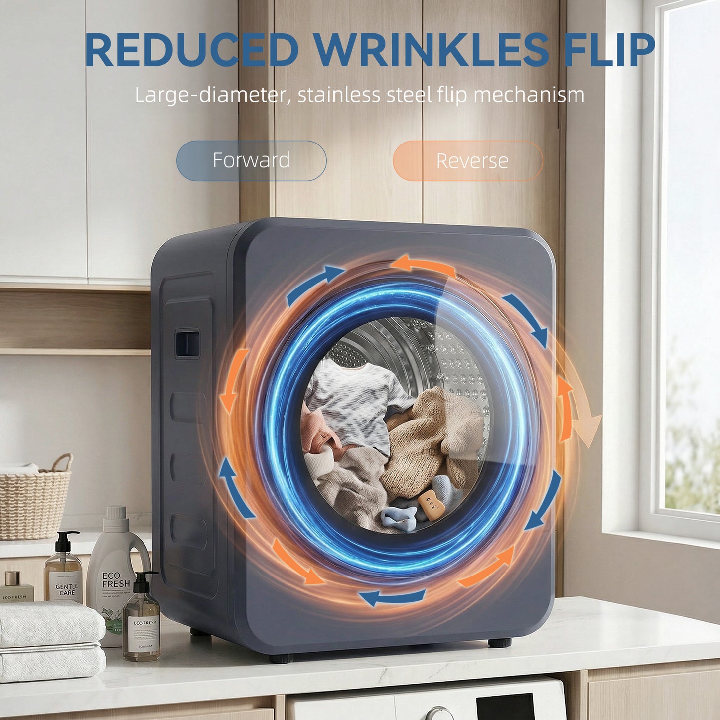 Vented Tumble Dryer, 4 kg Front Tumble Dryer with Stainless Steel Tub, 800W Compact Freestanding Grey