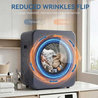 Vented Tumble Dryer, 4 kg Front Tumble Dryer with Stainless Steel Tub, 800W Compact Freestanding Grey