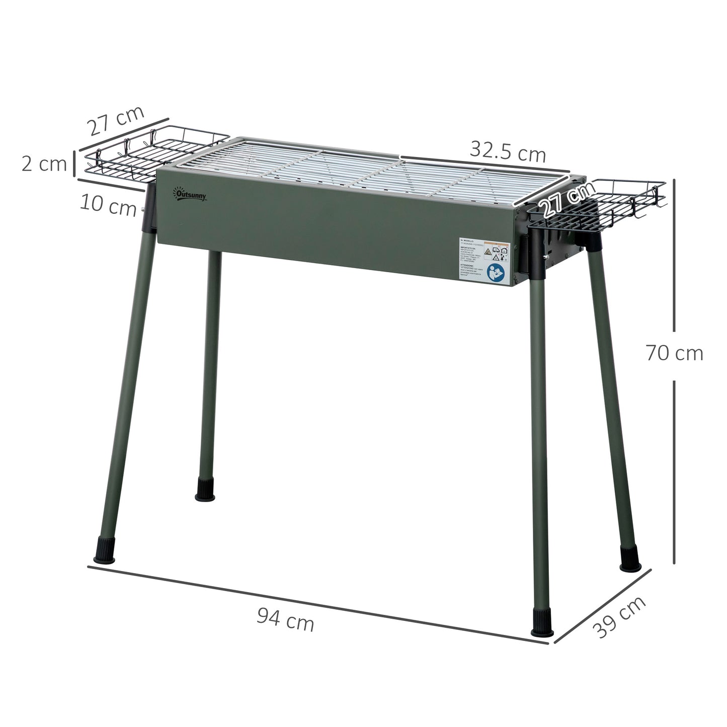 Portable Charcoal Barbecue BBQ Grill with Seasoning Baskets and Hooks