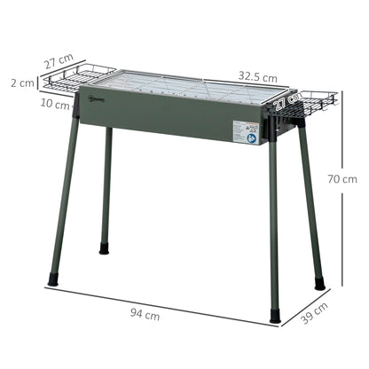 Portable Charcoal Barbecue BBQ Grill with Seasoning Baskets and Hooks