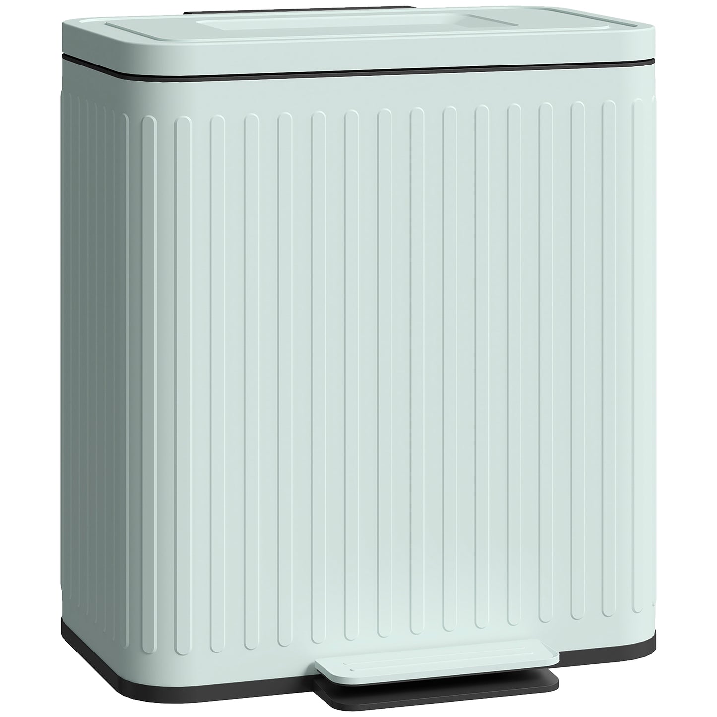 Dual Kitchen Bin, 2 x 20L Double Bin for Recycling and Waste, Fingerprint-proof Pedal Bin with Soft-Close Lid