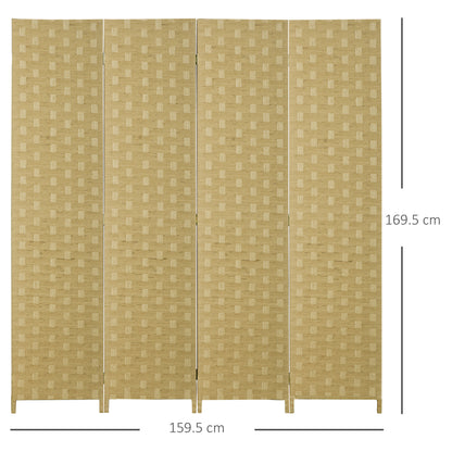 Wave Fibre Freestanding Folding Privacy Screen Panels, Room Divider, Brown