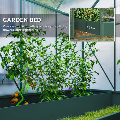 6x6 FT Polycarbonate Greenhouse with Base and Raised Bed, Walk-in Greenhouse with Aluminium Frame