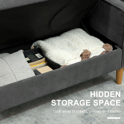 Small Two-Seater Corduroy Sofa - Grey