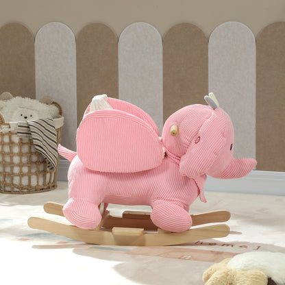 Kids Rocking Horse, Baby Ride on Elephant Rocker with Safety Belt and Sound for Toddlers 18 to 36 Months, Pink