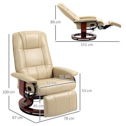 Reclining Swivel Chair, with Footrest - Cream White