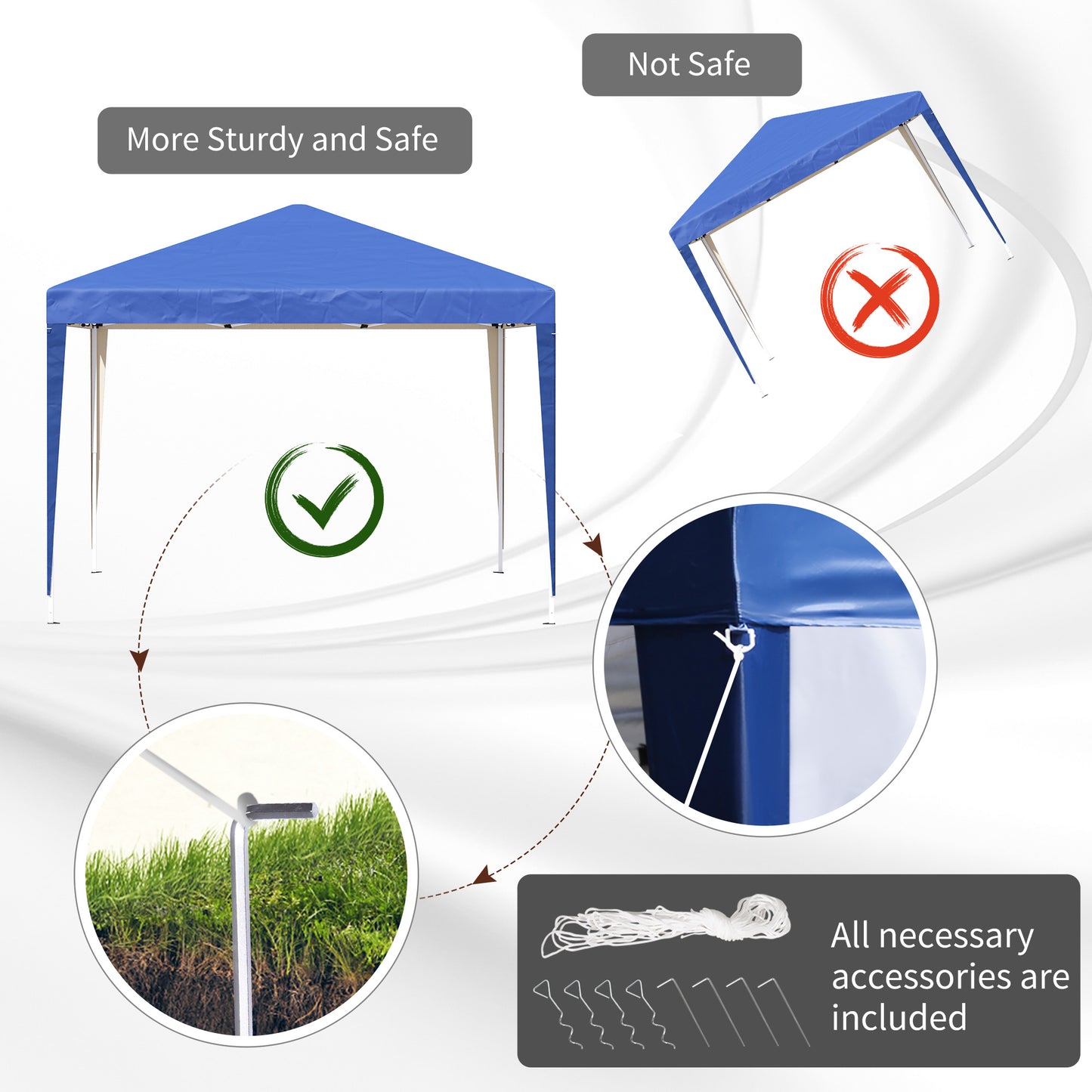 3 x 3M Garden Pop Up Gazebo Height Adjustable Marquee Party Tent Wedding Canopy with Carrying Bag, Blue