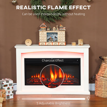2000W 5118 BTU Faux Flame Fireplace - White