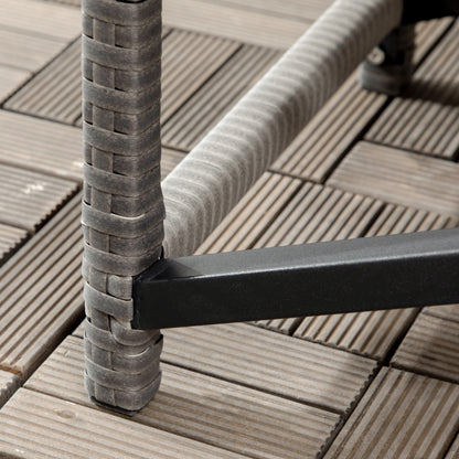 Outdoor Coffee Table, Garden PE Rattan Side Table with Plastic Board Under the Full Woven Table Top and X-Shaped Frame for Pa