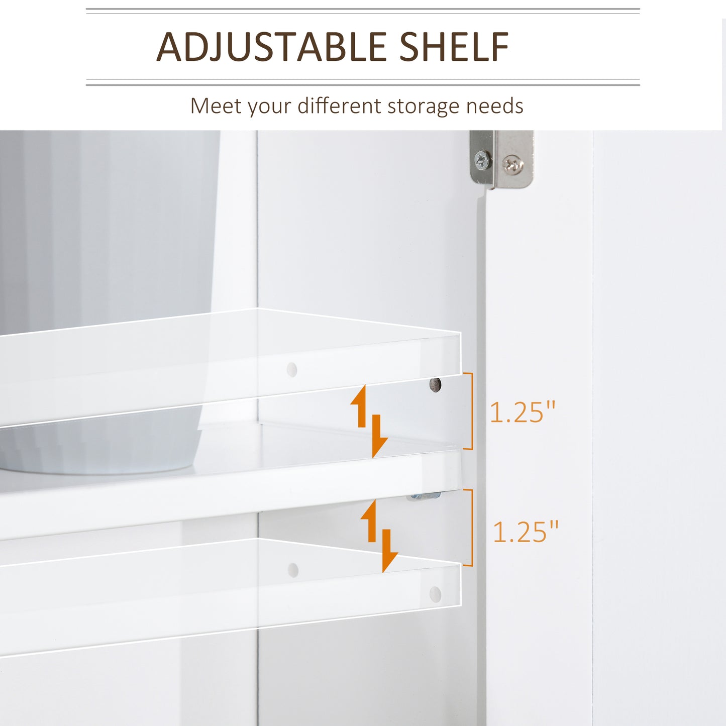 Bathroom Mirror Cabinet Wall Mounted Storage Cupboard with Double Door and Adjustable Shelf, White