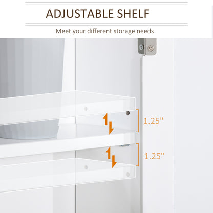 Bathroom Mirror Cabinet Wall Mounted Storage Cupboard with Double Door and Adjustable Shelf, White