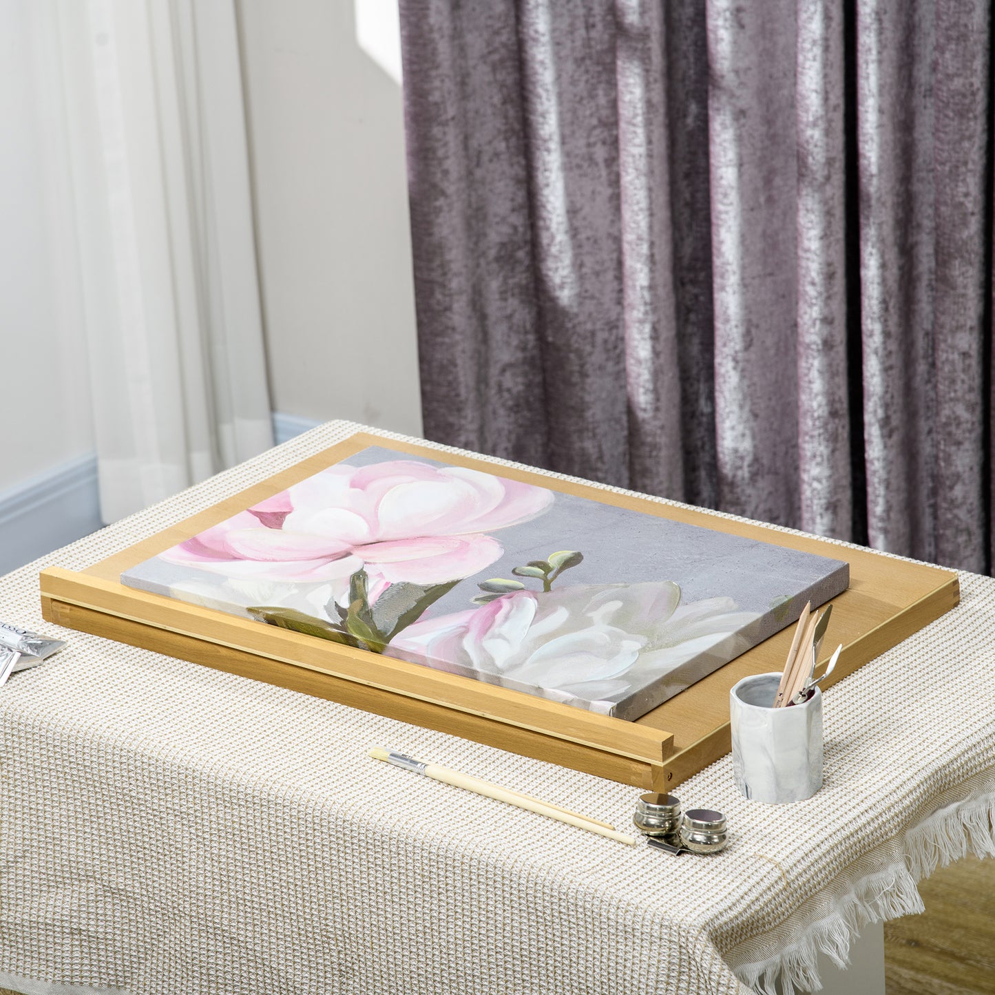 A2 Table Easel, Wooden Drawing Board, Adjustable Desktop Workstation Board for Artists & Crafters