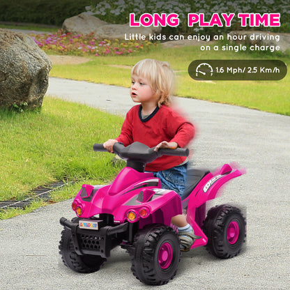 6V Kids Electric Quad Bike w/ Music, Forward Function, for 2-6 Years, Pink