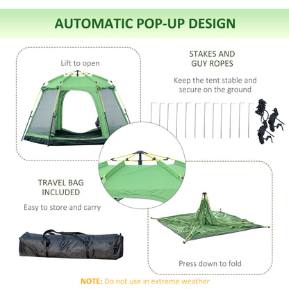 6 Person Pop Up Camping Tent, 2-Tier Design Backpacking Tent with 4 Windows 2 Doors Portable Carry Bag for Fishing Hiking