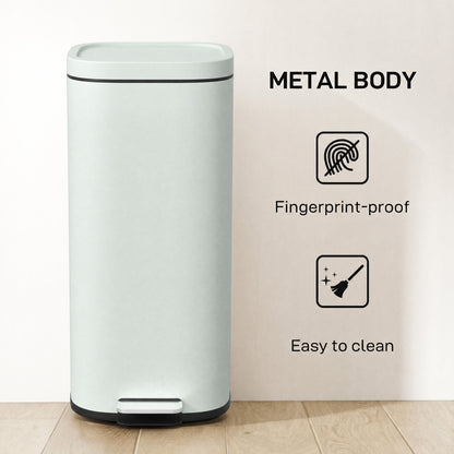 30L Kitchen Bin, Compact Pedal Bin with Soft-Close and Stay-Open Lid, Removable Bucket for Kitchen, Home, Office, Green