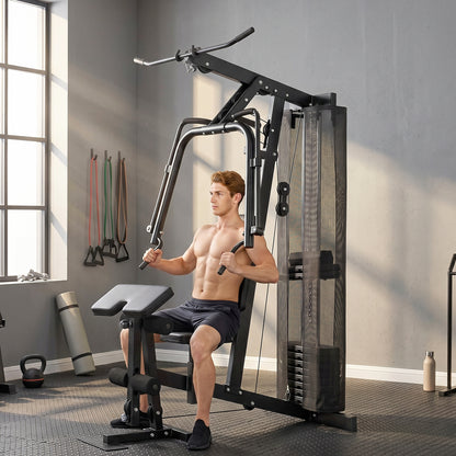 Multi Gym with Adjustable Seat and Back, All in One Home Gym Machine with 45kg Weight Stack for Full Body Strength Training