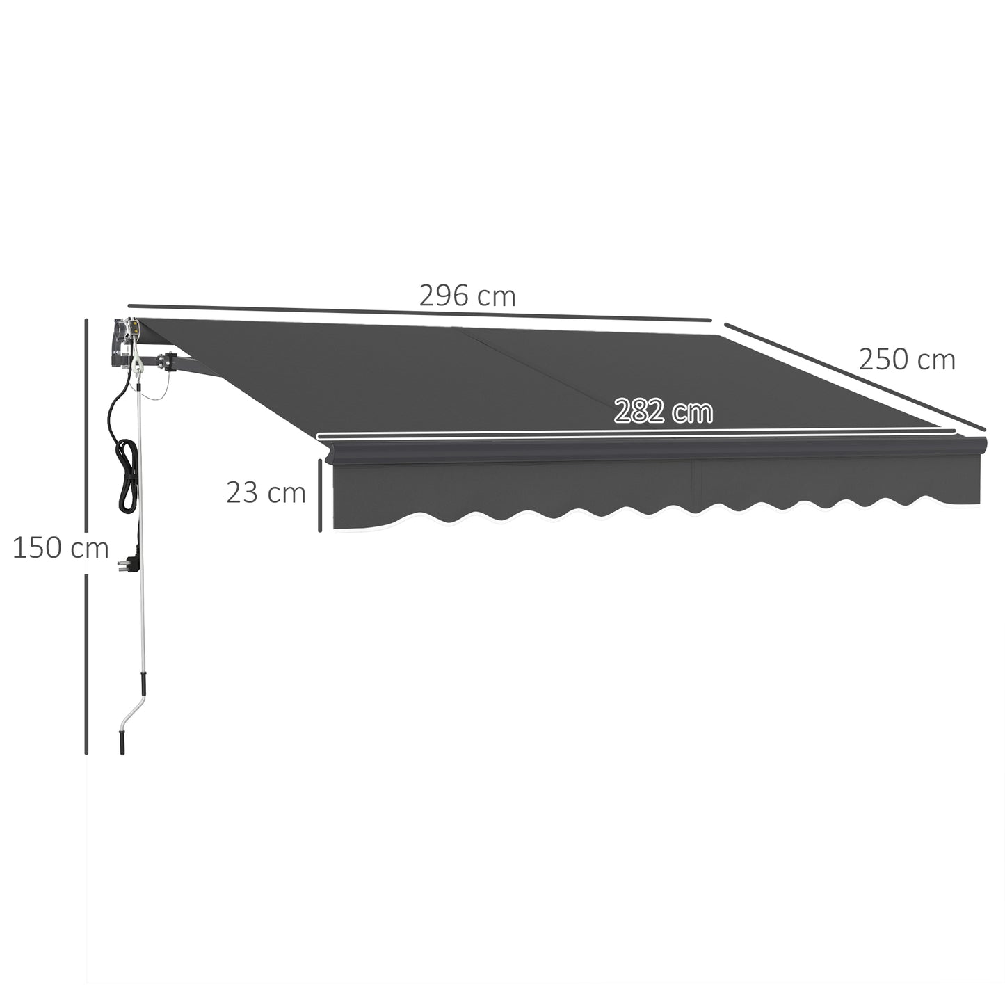 3 x 2.5m Electric Awning with Remote Controller, Aluminium Frame DIY Retractable Awning