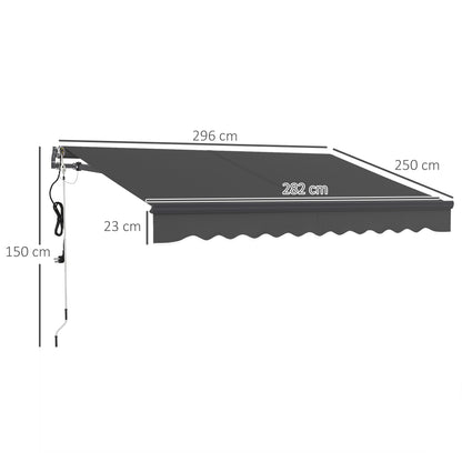 3 x 2.5m Electric Awning with Remote Controller, Aluminium Frame DIY Retractable Awning