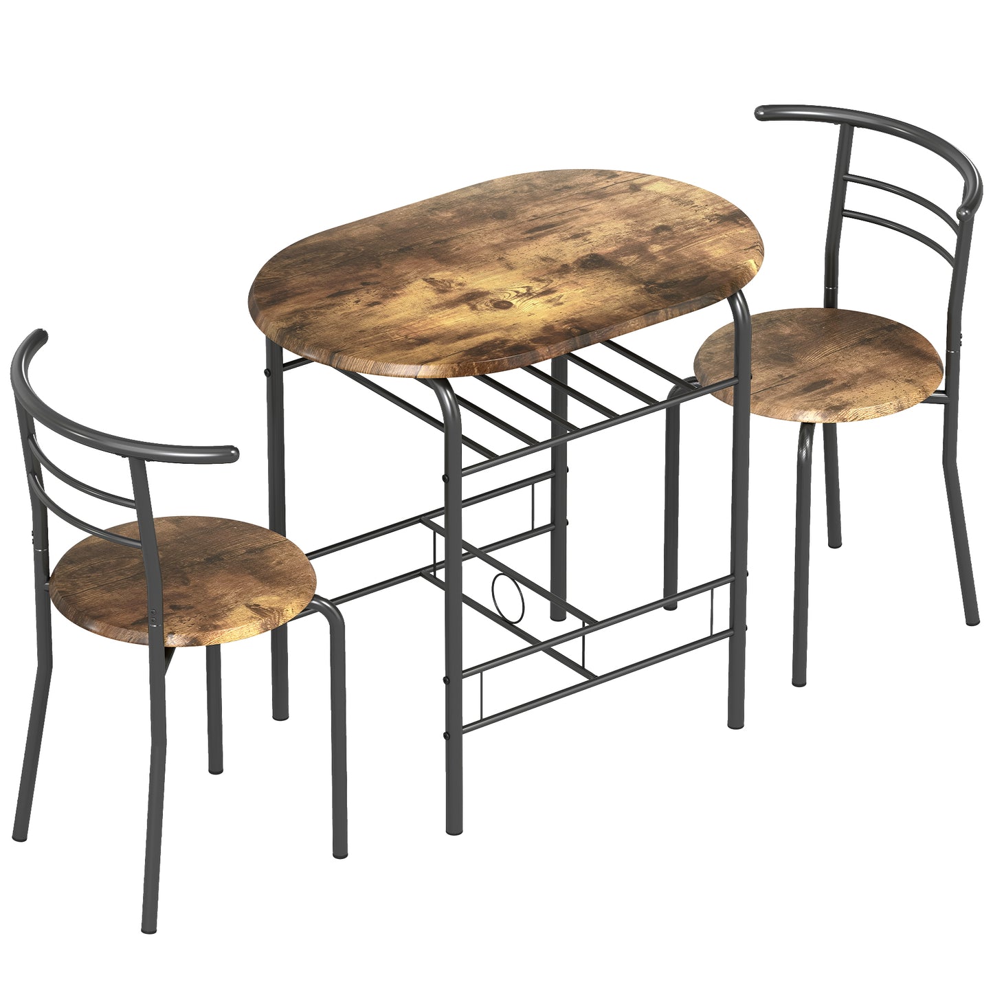 Three-Piece Compact Dining Set - Rustic Brown