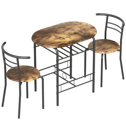 Three-Piece Compact Dining Set - Rustic Brown