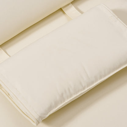 Garden Sun Lounger Cushion Replacement Soft Sunbed Reclining Chair Relaxer Pad with Pillow, Cushion ONLY - Cream White