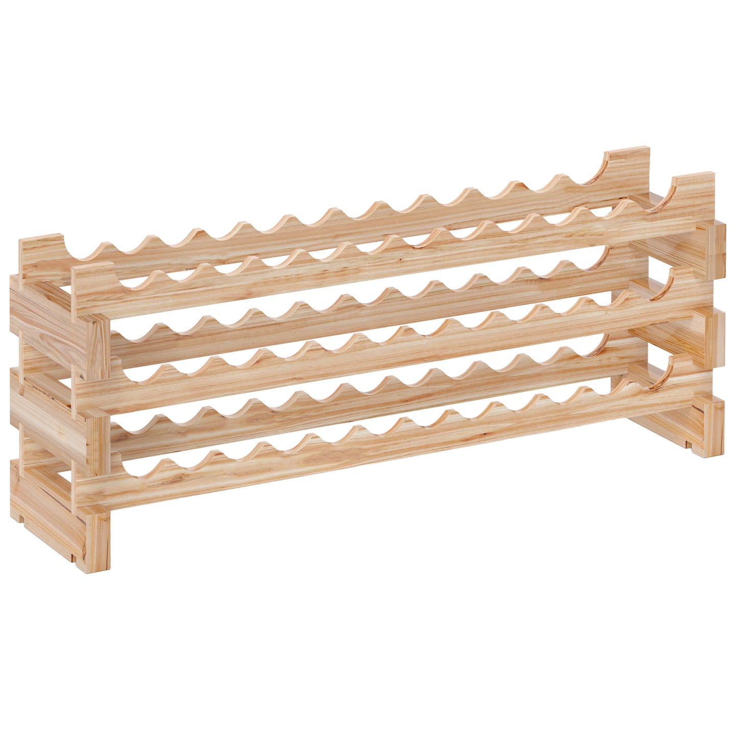 Three-Tier, 36 Bottle Wooden Wine Rack - Natural