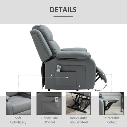 Riser and Recliner Chair with Vibration Massage, PU Leather Power Lift Chair for Elderly, Grey