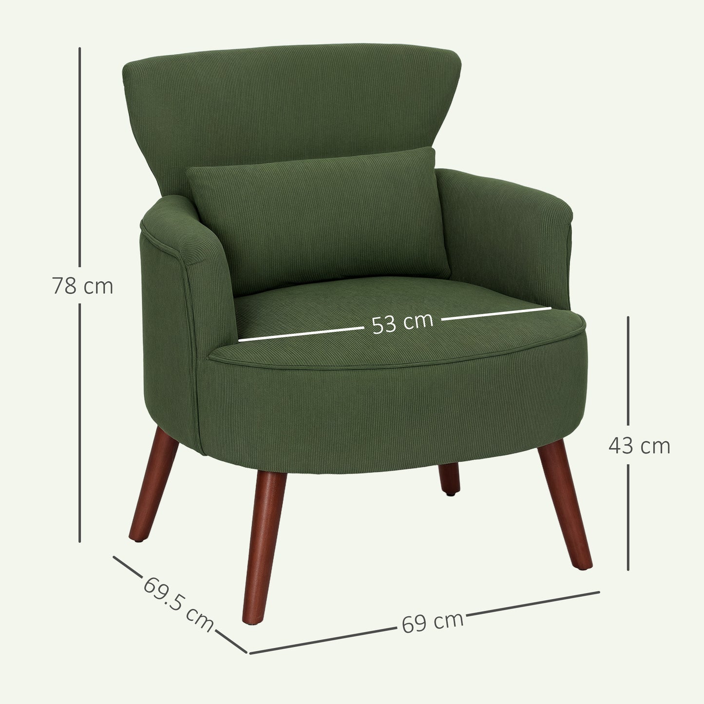 Corduroy Retro Accent Chair - Green