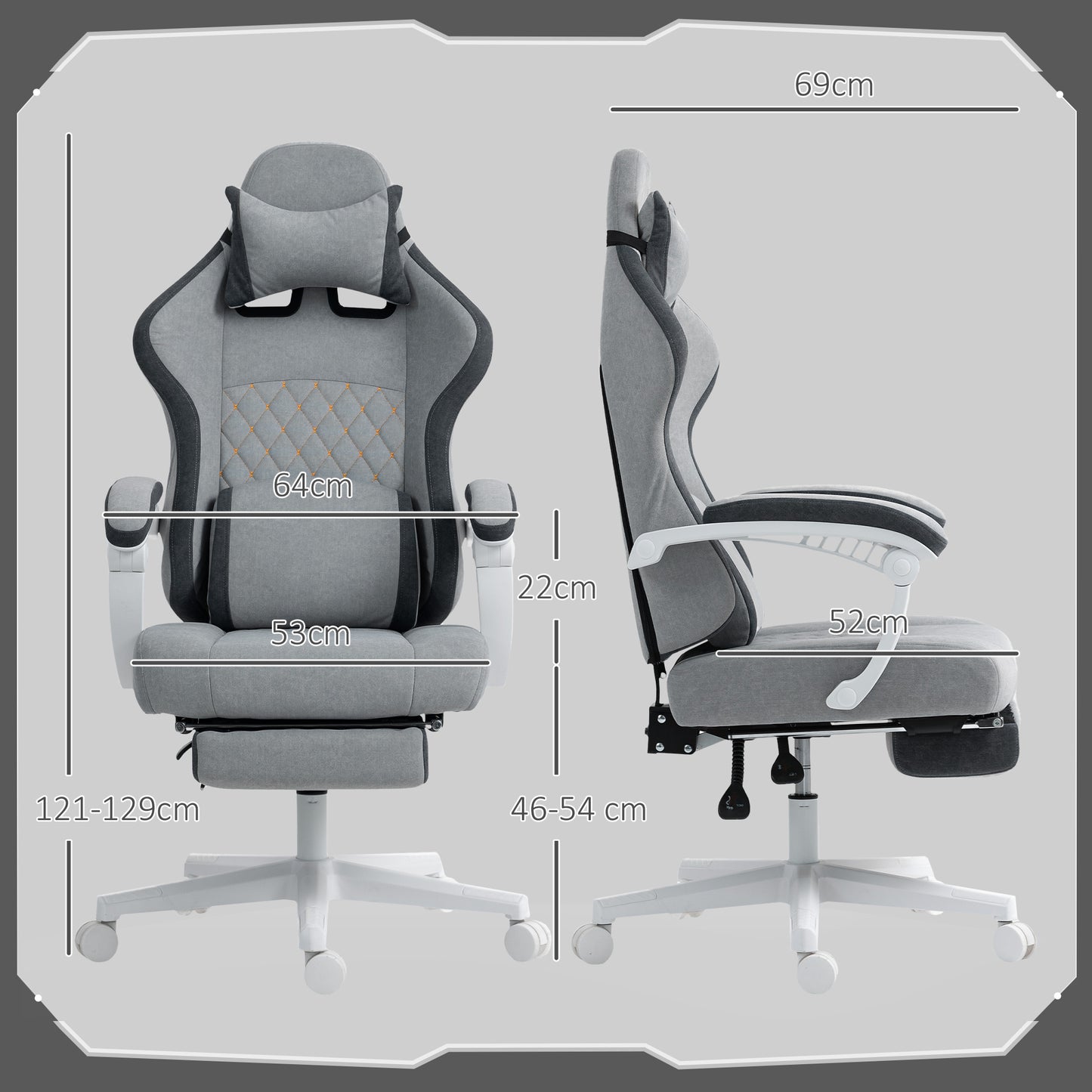 Gaming Chair, Gamer Computer Chair with Footrest, High Back, Lumbar Support, Adjustable Height