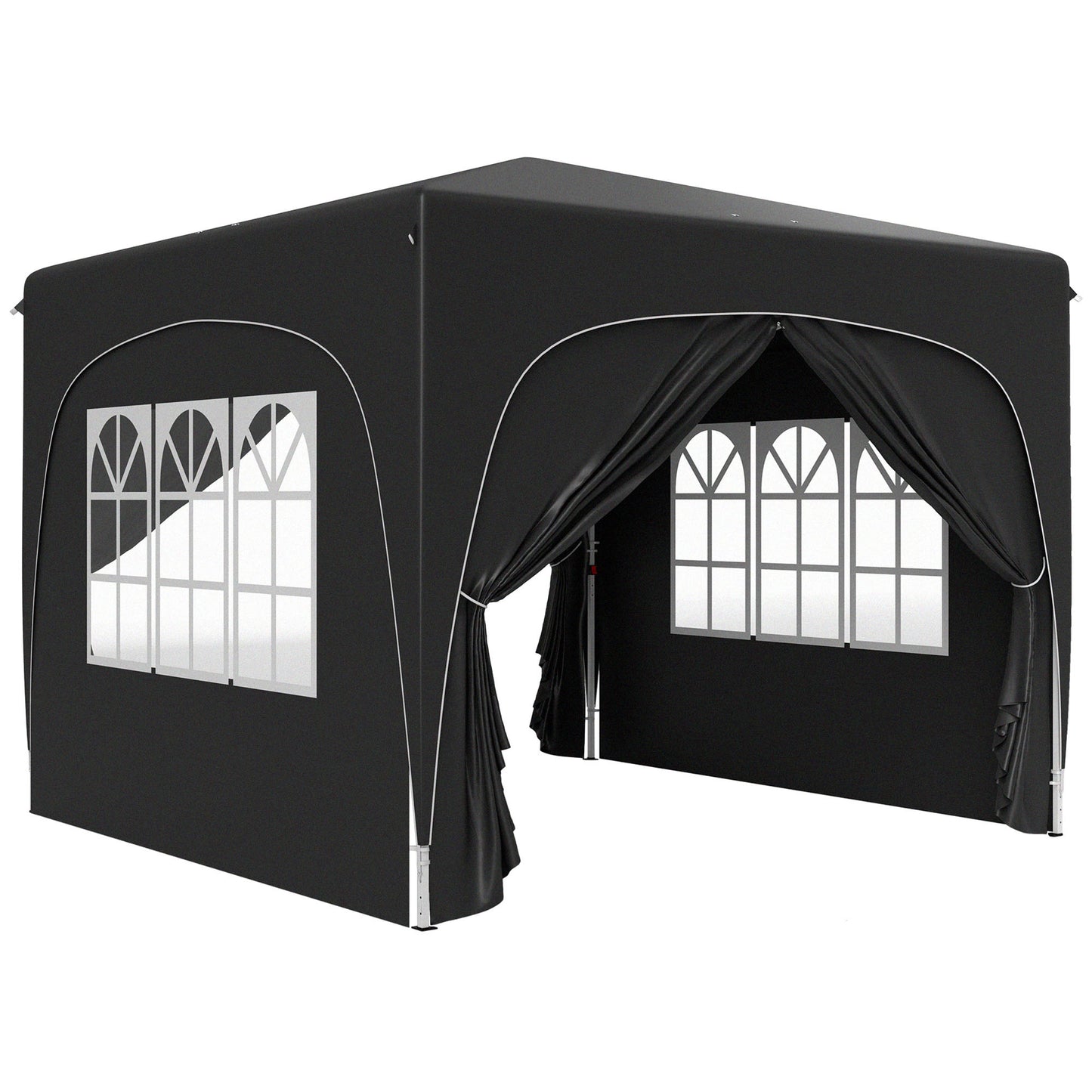 3 x 3m Pop-Up Gazebo Shelter, with Accessories - Black