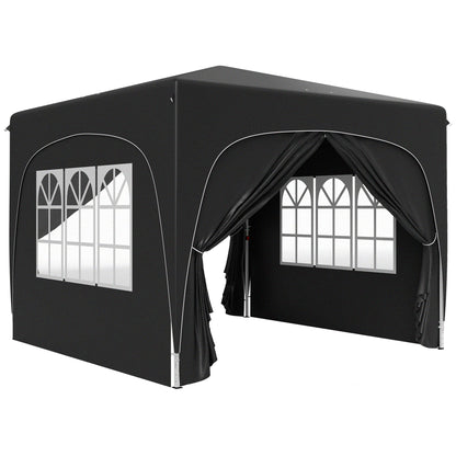 3 x 3m Pop-Up Gazebo Shelter, with Accessories - Black