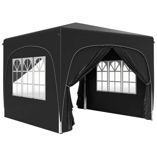 3 x 3m Pop-Up Gazebo Shelter, with Accessories - Black