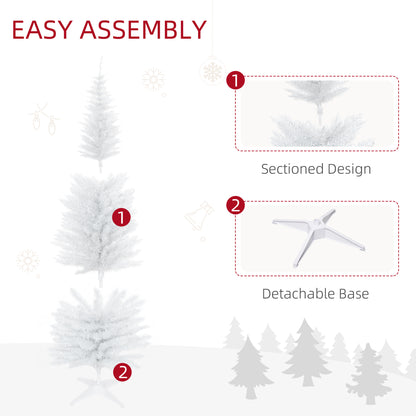 6ft Unlit Artificial Christmas Tree, Pencil Slim Xmas Tree with Solid Stand and Realistic Branches, White