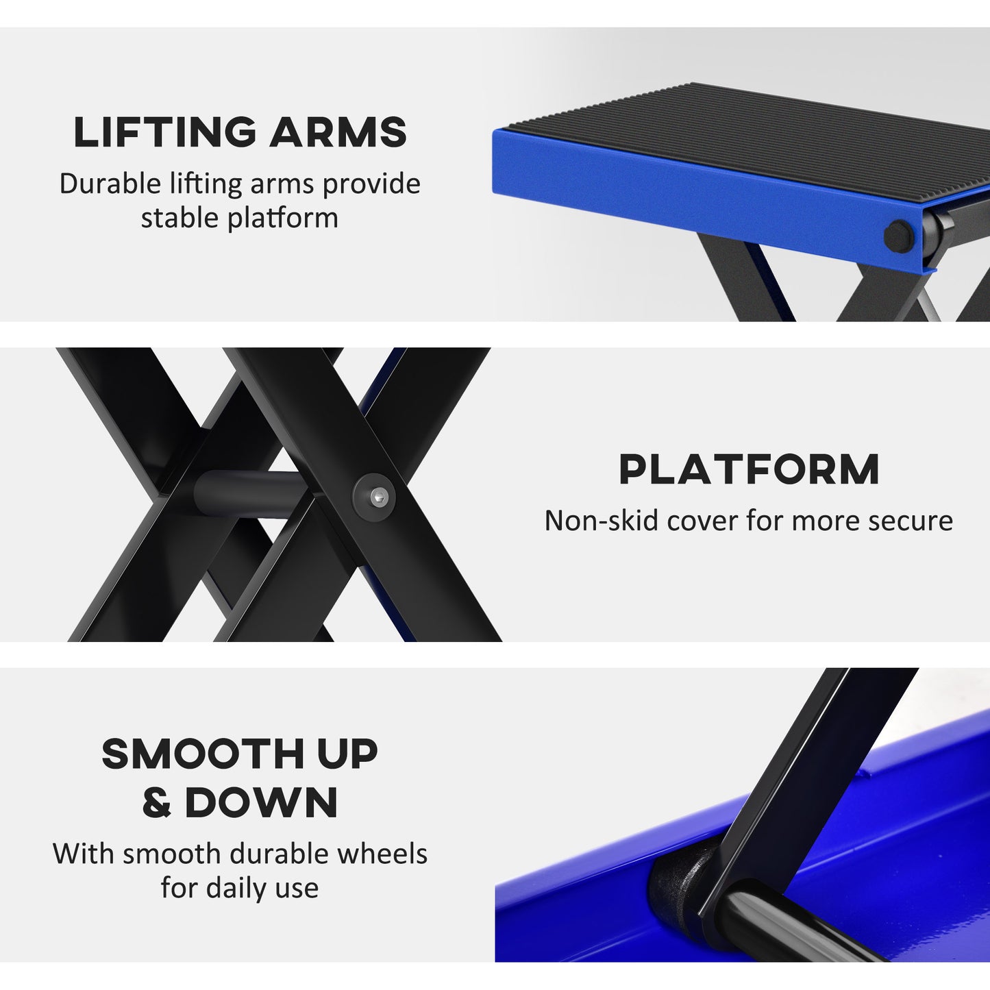 500KG Motorcycle Lift Scissor Jack, Height Adjustable Motorbike Stand with Anti-Slip Wide Deck