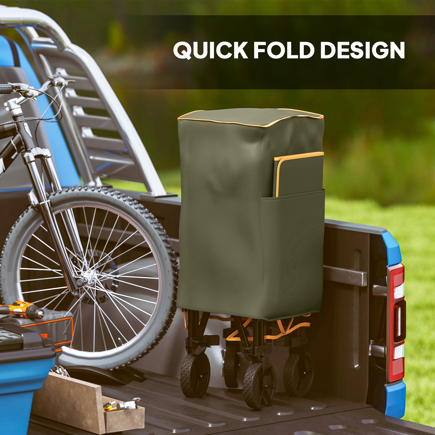 Double Decker Folding Festival Trolley on Wheels, 200KG & 350L Capacity Collapsible Wagon Festival Trolley Cart