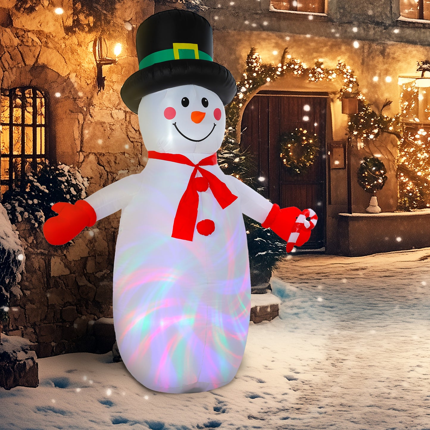 8FT Christmas Inflatable Outdoor Decoration with Dynamic Disco & LED Lights