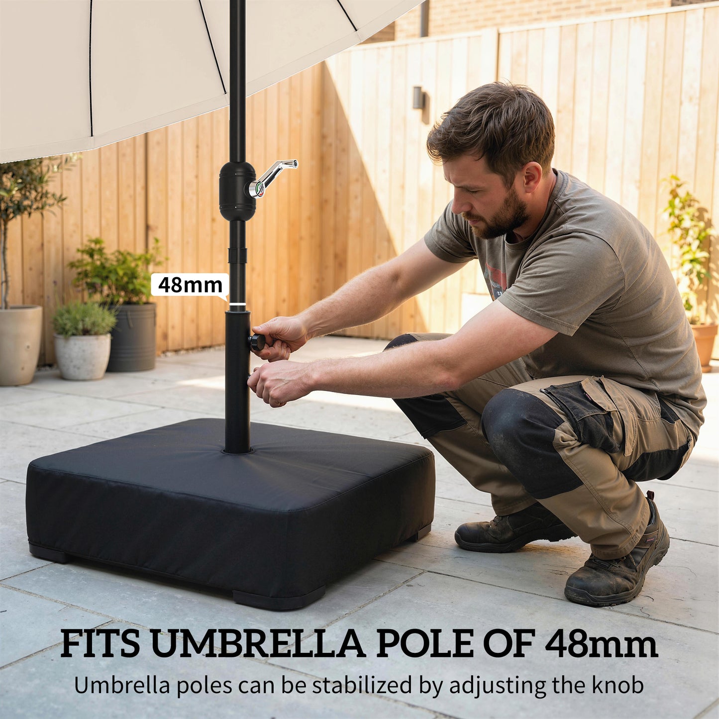 Garden Parasol Base 80 kg Sand Filled Heavy Duty Stand for Cantilever Umbrellas and 48 mm Poles Black