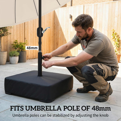 Garden Parasol Base 80 kg Sand Filled Heavy Duty Stand for Cantilever Umbrellas and 48 mm Poles Black