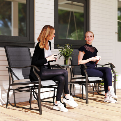 Gliding Jack and Jill Seat, with Glass-Top Table - Brown/Grey