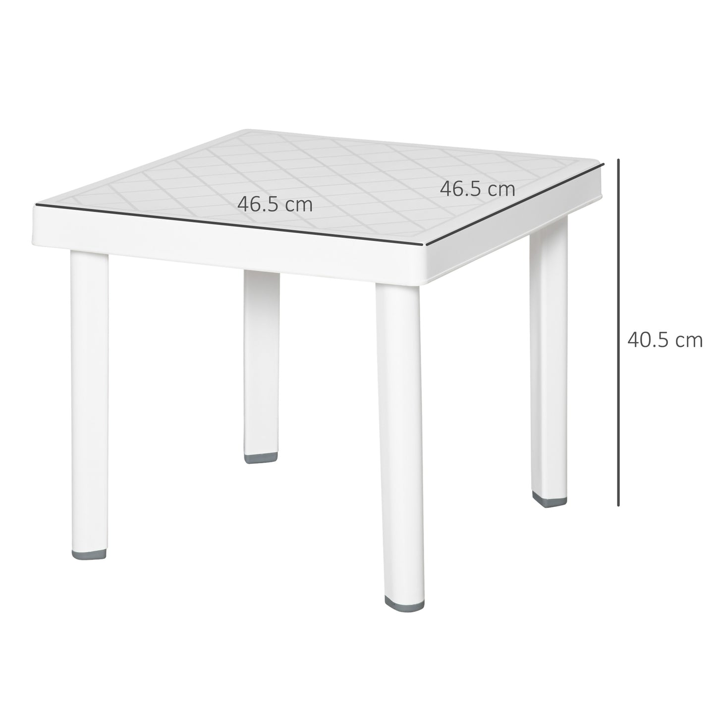Garden Side Table Plastic Outdoor Square Coffee End Table for Drink Snack, White