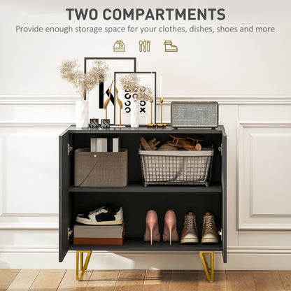 Modern Luxe High Gloss Sideboard, with Hairpin Legs - Black