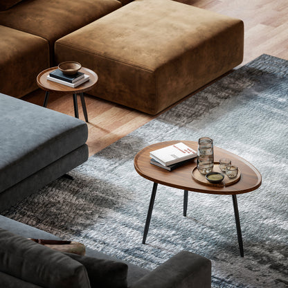 Nesting Coffee Table Set of 2, 80cm Modern Stacking End Side Table with Metal Legs for Living Room Bedroom Office