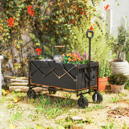 160L Festival Trolley on Wheels, Folding Camping Trolley Cart w/ Tailgate