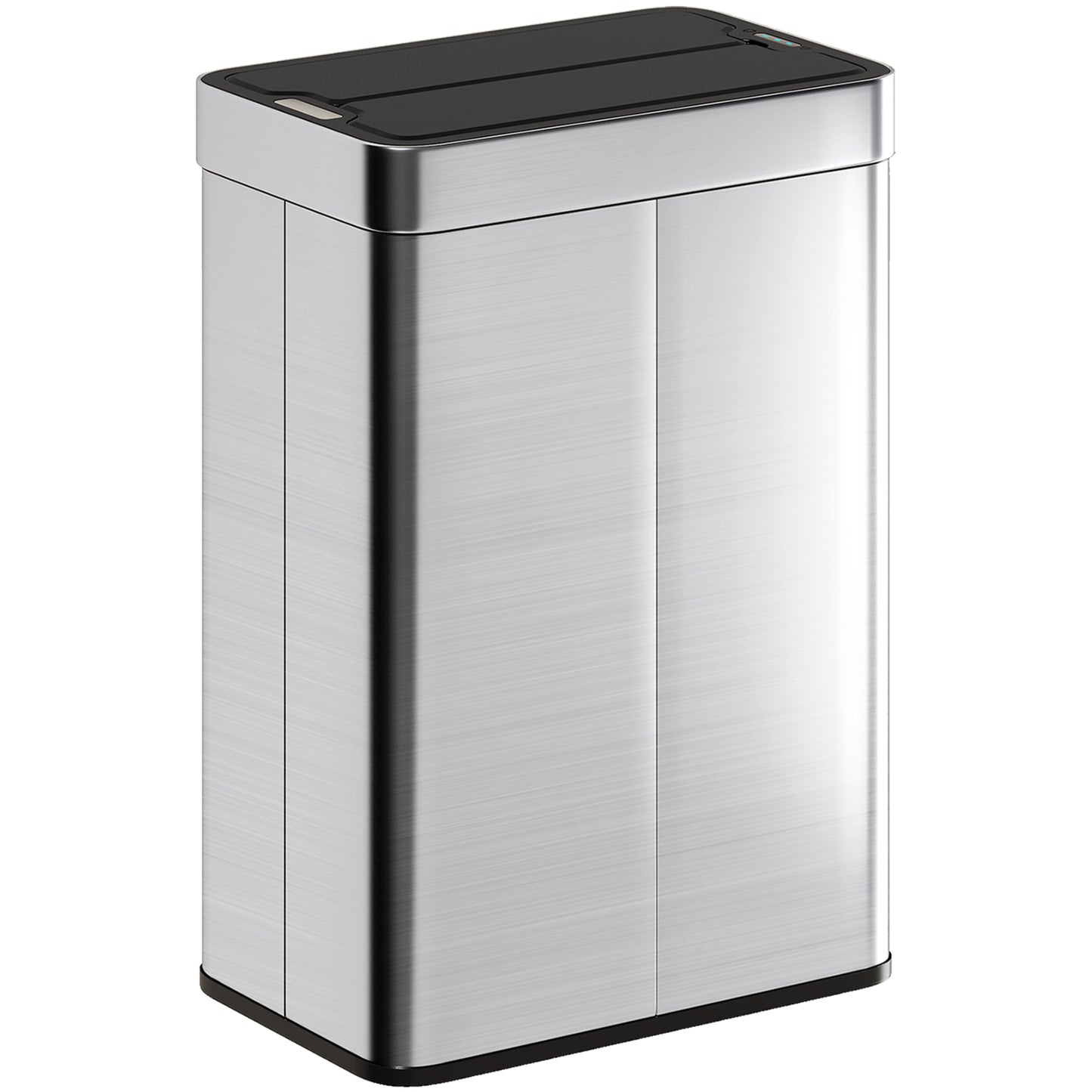55L Sensor Bin, Large Automatic Touchless Rubbish Bin with Soft-Close Lid, Silver Tone